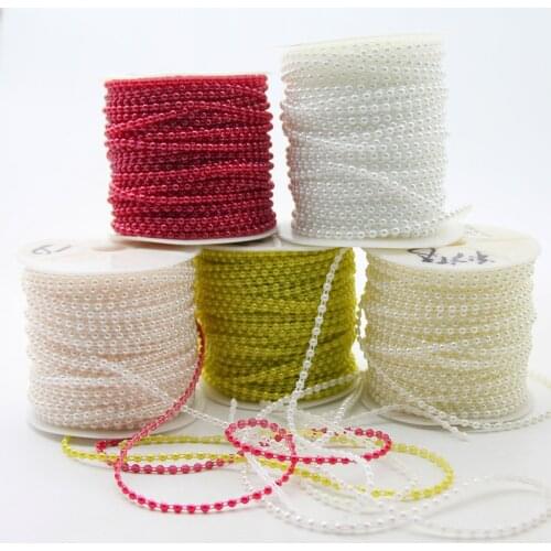 5Meter Imitation Pearl Beads Line Chain Trim For DIY Party Crafts Wedding Bride Bouquet Decor Clothing Supplies Jewelry Findings