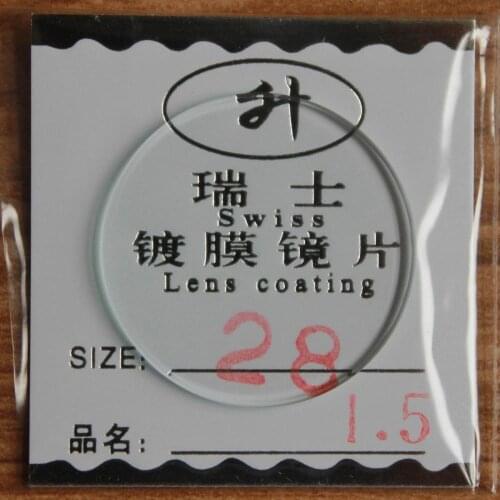 Freeshipping New flat glass watch crystal diameter 28 mm Thick 1.5mm