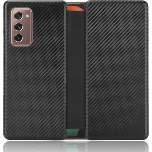 For Samsung Galaxy Z Fold 2 5G Case Carbon Fiber Flip Leather Case For Samsung Galaxy Z Fold2 Fold 2 Folder 2 5G Case Cover