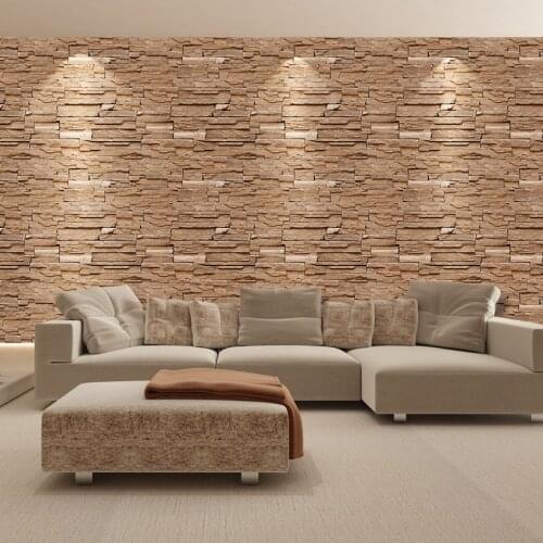 Home Decor 3D PVC Wood Grain Wall Stickers Paper Brick Stone Rustic Effect Self-adhesive Home Decor Sticker Room