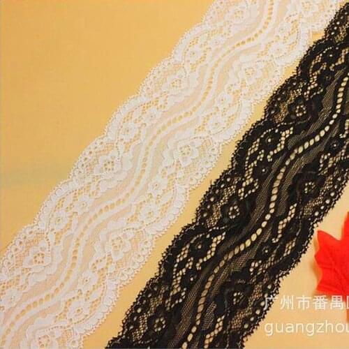 YACKALASI Stretchy Knitted Lace White and Black Spandex/Nylon Mesh For Lingerie Underwear Scalloped DIY Garment Accessories 8cm