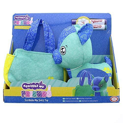 Scribble Me Friends Puppy blue green coloring marker pens and bag included