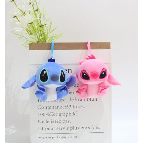 Disney 12cm Lilo Stitch Stuffed Animals Plush Doll Toy Anime Cartoon Stitch Couple Bag Pendant Toys for Women Girl Birthday Gift