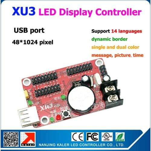 Kaler 5pcs a lot XU3 single and dual color led sign board controller usb port led display control card