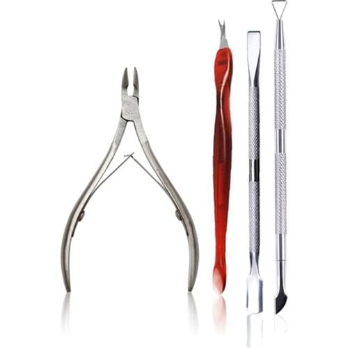SUPWEE Nail Tool Kits Nail Spoon Cuticle Pusher Dead Skin Remover Trimmer Cutter ClippeDual-ended Stainless Steel Cuticle Nipper