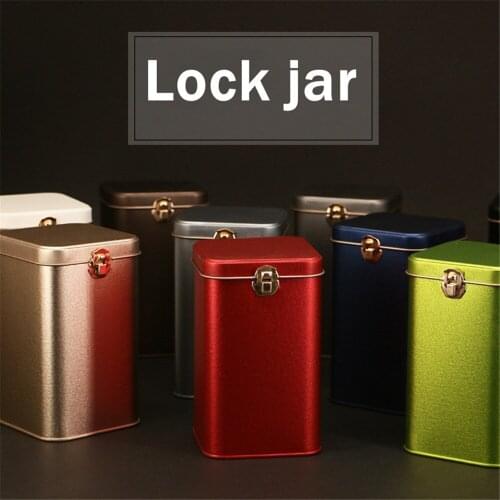 With lock Kitchen Tea Box Jar Storage Holder Sweetmeats Candies Cans Teaware Tea Caddies tin containers storage box