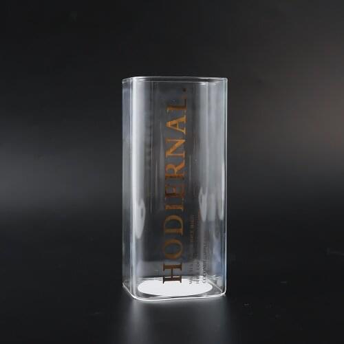 Square Mouth Glass Cup Letter Bronzing Tea Milk Water Cup Handmade Creative Design Glass Cup Friends Gift Coffee Milk Cup