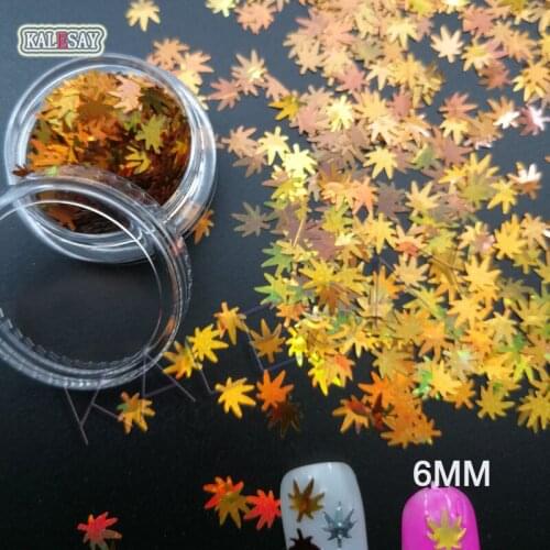 Laser Gold Silver Nail Sequin 6mm Leaf Shape Sequins Paillettes for Nails Beauty Girls Manicure Wedding Decoration Confetti Tips