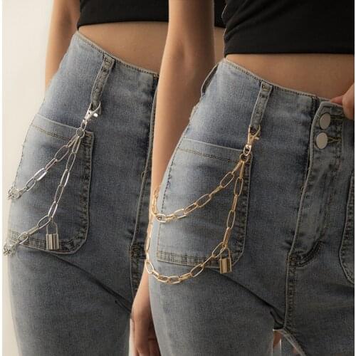 Fashion Double-layer Lock Pendant Punk Trousers Pants Jean Chain Waist Jewelry