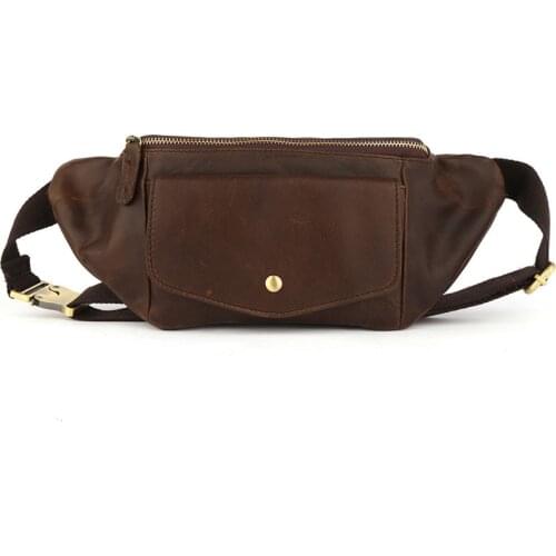 Man Bag 100% Genuine Crazy Horse Leather Mens Sling Chest Day Pack Back Vintage Messenger Bags Cross Body Cowhide Shoulder Bag