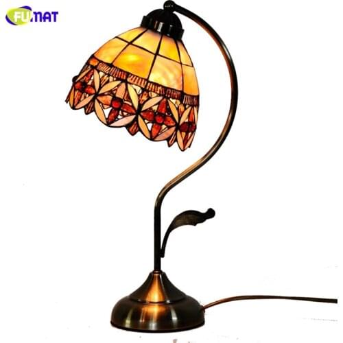 FUMAT 7" Floral Natural Shell Table Lamps European Style Hand-made Art Light For Living Room Bed Room Bar Desk Tiffany Lamps