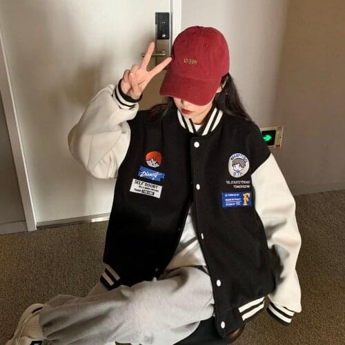 2021 Spring And Autumn New Harajuku Style Jacket Womens Tide Loose Korean Version Of The All-match Baseball Uniform Jacket