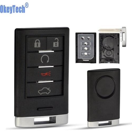 OkeyTech 5 6 Buttons Remote Car Key Shell For Cadillac SRX CTS XTS DTS 2010 2011 2012 2013 2014 Fob Blank Key Cover Uncut Blade