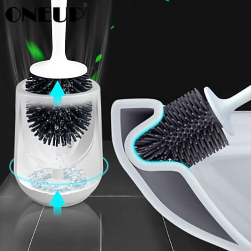 ONEUP Silicone TPR Toilet Brush and Holder Quick Drain Cleaning Brush For Toilet Dead Corner Cleaning and Floor Sweeping Tool