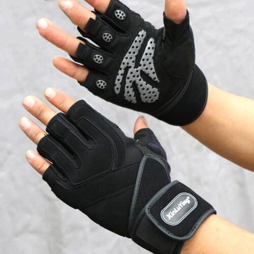 Gym Crossfit luva Fitness Gloves Long Wrist Belt Body Building powerlifting equipment Gloves Barbell Dumbbell pull