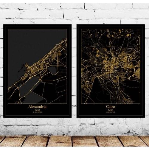 Alexandria Cairo Egypt Map Poster