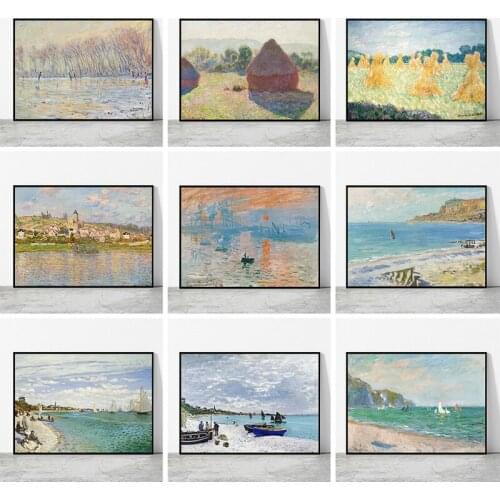 Famous Classic Artist Monet Reproduction Canvas Painting Abstract Landscape Posters and Prints Wall Art Pictures for Home Decor