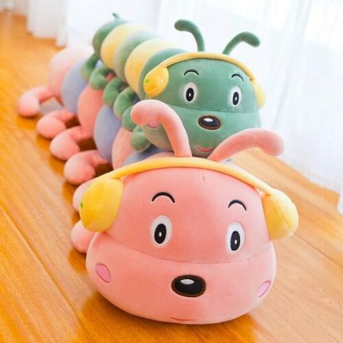 Plush Pillow Caterpillar Stuff Animal Toy Giant Plush Doll Cushion Cute Soft Stuffed Toys Cotton Birthday Gift for Kids 50-100cm