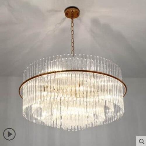 Post-modern living room chandelier simple creative Nordic chandelier plate room villa hotel light luxury crystal lamp led lamps