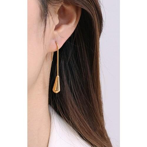 Pure Copper Electroplating Gold Simple Fashion Exquisite Water Drop Earrings Ins Jewelry Design Original Personality Accessories