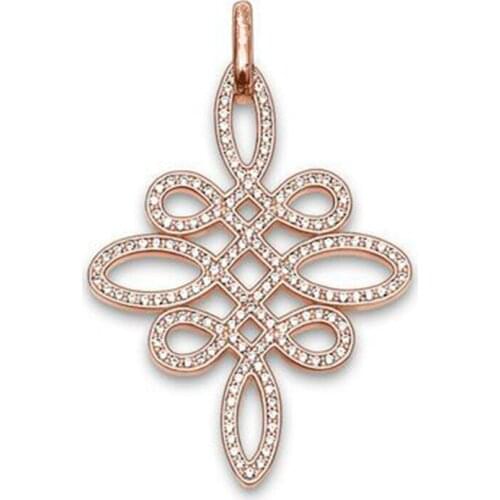Rose Gold Color Zirconia Simple Small Love Knot Pendants Fit Chains Necklaces, Most Fashion Glam Pendant Jewelry Gift for Women