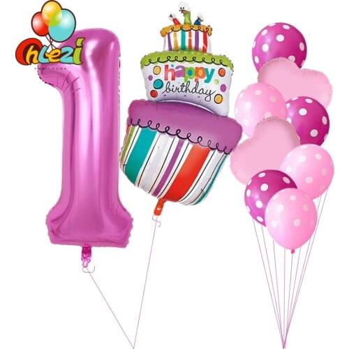 10 pcs Baby Shower 1st 2 3 4 5 Birthday Party Decor 40inch Number Foil Balloons Supplies Baby boy Girl balls latex helium globos