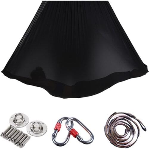 SPORTSHUB 5*2.8M 2.4KGS Elastic Nylon Silk Multifunction Anti-gravity Yoga Belts for Training Aerial Yoga Hammock Swing O2K0011