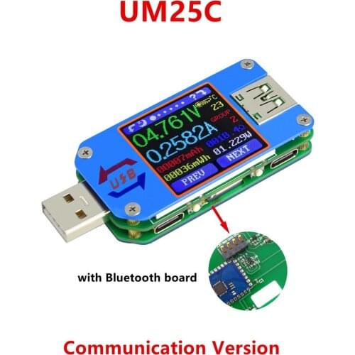 USB Tester Bluetooth Communicati LCD Voltmeter Ammeter Voltage Current Meter Battery Charge Measure Cable Resistance Tester