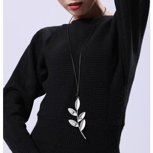 Vintage Jewelry Long Necklace Women Leaf Pendant Woman Statement necklaces & pendants Christmas Gift collares mujer colar choker