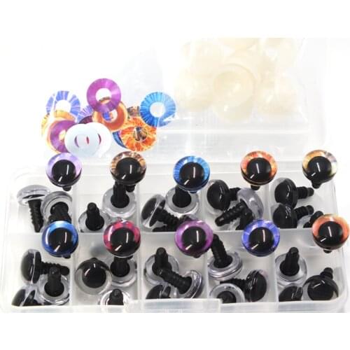 High Quality 40pcs 3D Glitter Plush Plastic Safety Eyes For Toys Amigurumi Doll Making Eyes For Dolls Mix Animal Box 14mm