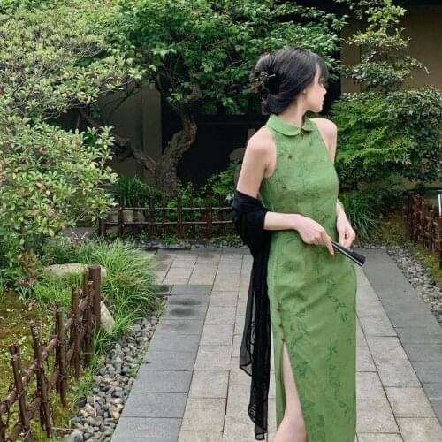 Green Chinese Dress Sexy for Women Party Vintage Slim Fit Elegance Improved Cheongsam Bodycon Modern Qipao Evening Dresses 2xl