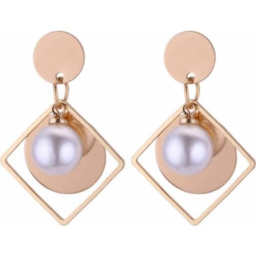 TONGKWOK Bohemia Exaggeration Dangle Earrings For Women Silk Thread Tassel Circular Pearl Long Chandelier Earrings #131962