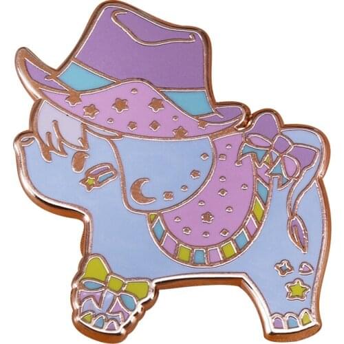 Cowpoke Elephant Hard Enamel Pin Pastel Fairy Kei Yume Kawaii Decor