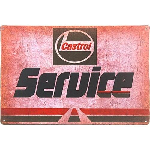 TIN SIGN Hot Rod Castrol Service Motor Oil vintage garage metal tin sign wall plaque