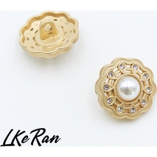 10Pc 18mm Gold DIY Shank Sewing Buttons For Clothing Embellishments Crafts Rhinestone Hair Flower Wedding Decoration Accessories