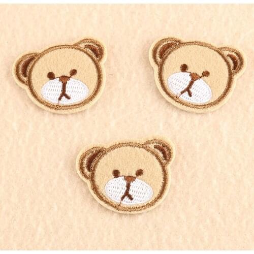 10pcs Cute Bear Patches with Glue Embroidery Chenille Cartoon Loving Embroidered Stickers Accessories Patches for Kids Clothing