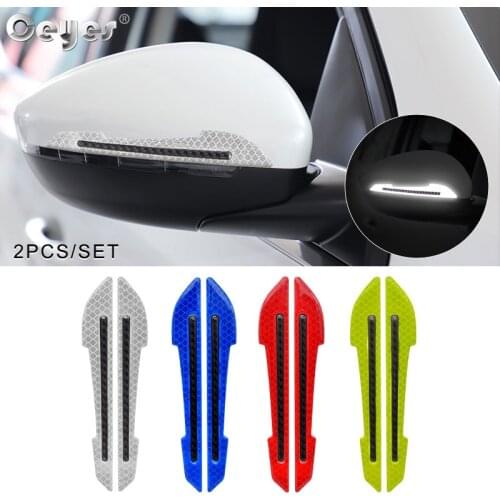 2pcs 3D Reflective Strip Bumper Warning Sticker Rear Mirror Exterior Decoration Reflectors Styling Accessories Universal