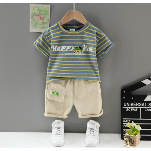 Kids Clothes Summer Children Clothing Boys Sets Cotton Short Sleeve Stripe Tops+Shorts 2pc Child Girls Sport Suit Baby Tracksuit