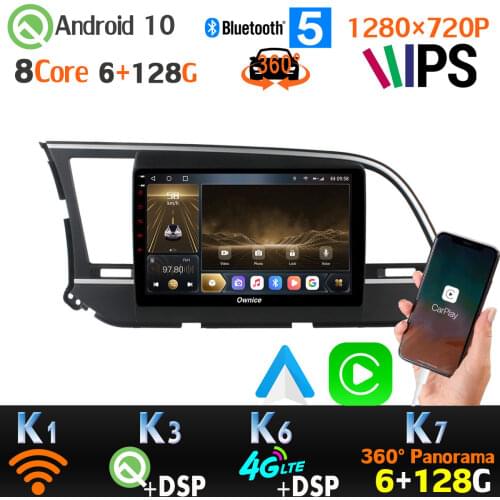 6+128G 1280*720P Android 10 9'' For Hyundai Elantra 6 GPS Radio 4G LTE WiFi DSP 360 4*AHD Camera Head Unit Car Multimedia Player