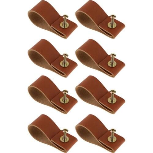 8Pcs Handmade Leather Suitcase Handle Drawer Cabinet Pull Handle