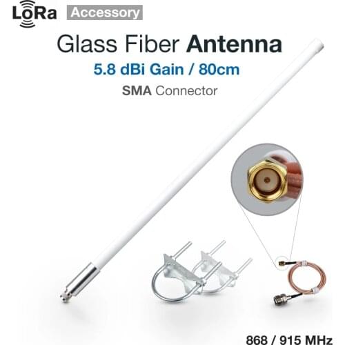 5.8dBi LoRa Antenna 5.8dbi Peak High Gain Glass Fiber Network Antenna with SMA/ iPEX RF Cable 868MHz 915MHz for Helium Miner