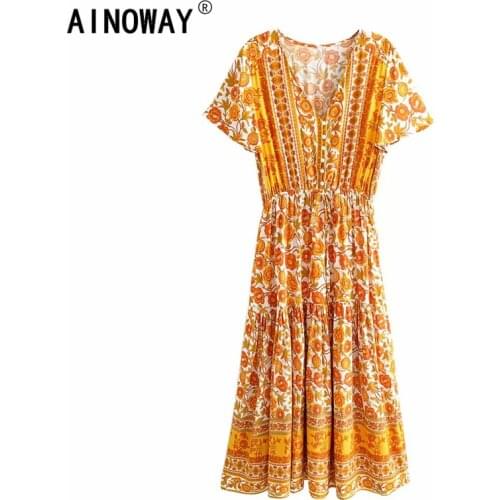 Желтые летние платья Ainoway China At AliExpress