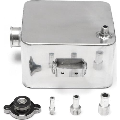 2L Litre Car Chrome Header Expansion Water Tank & Cap Water Header Tank Coolant Overflow Tank Reservoir Kit Aluminium
