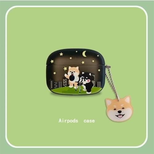 Cute Shiba inu dog headset Case for Airpods Pro Beautiful Stars Moon Wireless Earphone cases Protective Cover for Air pods 2 1