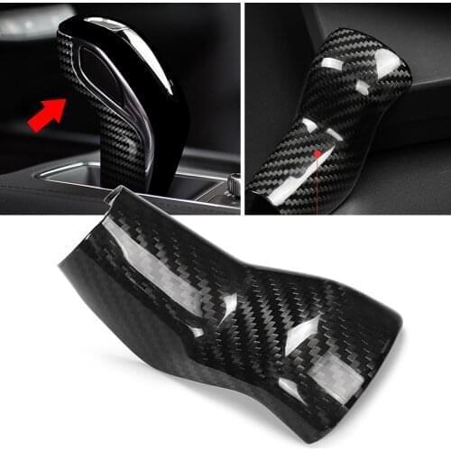 Black Carbon Fiber Car Styling Gear Shift Knob Cover Trim Decoration For Cadillac XT4 2018 2019 2020