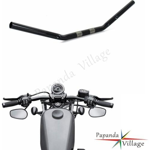 Black Motorbike 1" Zero Drag Bar Handlebar 25mm Handle Bar for Harley Sportster XL 883 1200 Iron 883 Forty Eight 2007-2018