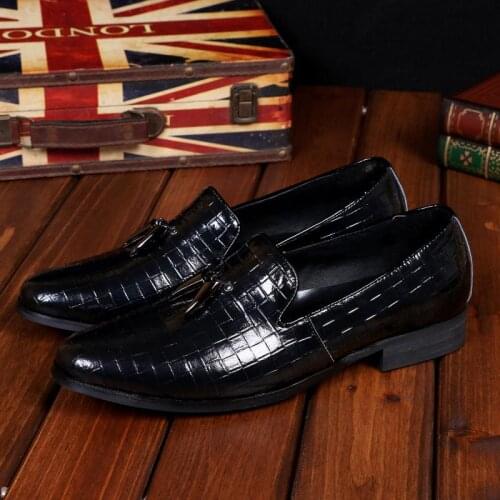 Christia Bella Business Office Man Black Loafers Shoes Genuine Leather Male Formal Slip on Shoes Mens Classic Plus Size Shoes