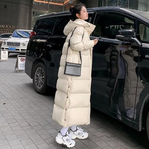 To film the spot long dress more loose cotton quilted jacket winter coat down cotton-padded jacket too long in the knee