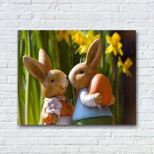Baby Nursery Wall Art Canvas Poster and Print Cartoon Rabbit Easter Bunny Painting Nordic Posters Wall Picture Kid Bedroom Decor