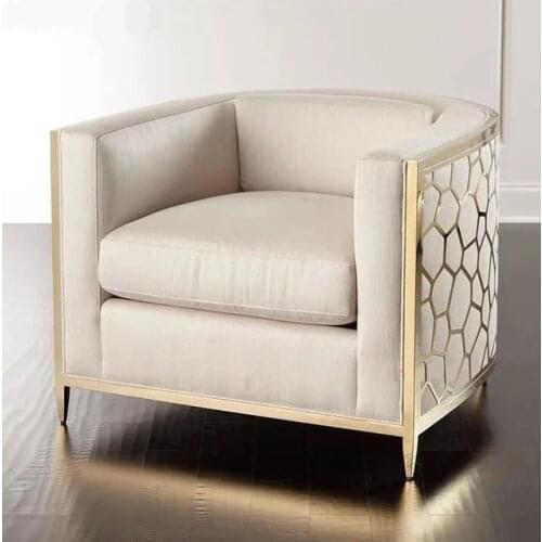ChinaFurniture Manufacturing Factory Modern Light Luxury Fabric Pattern Stainless Steel Tripod Single Sofa